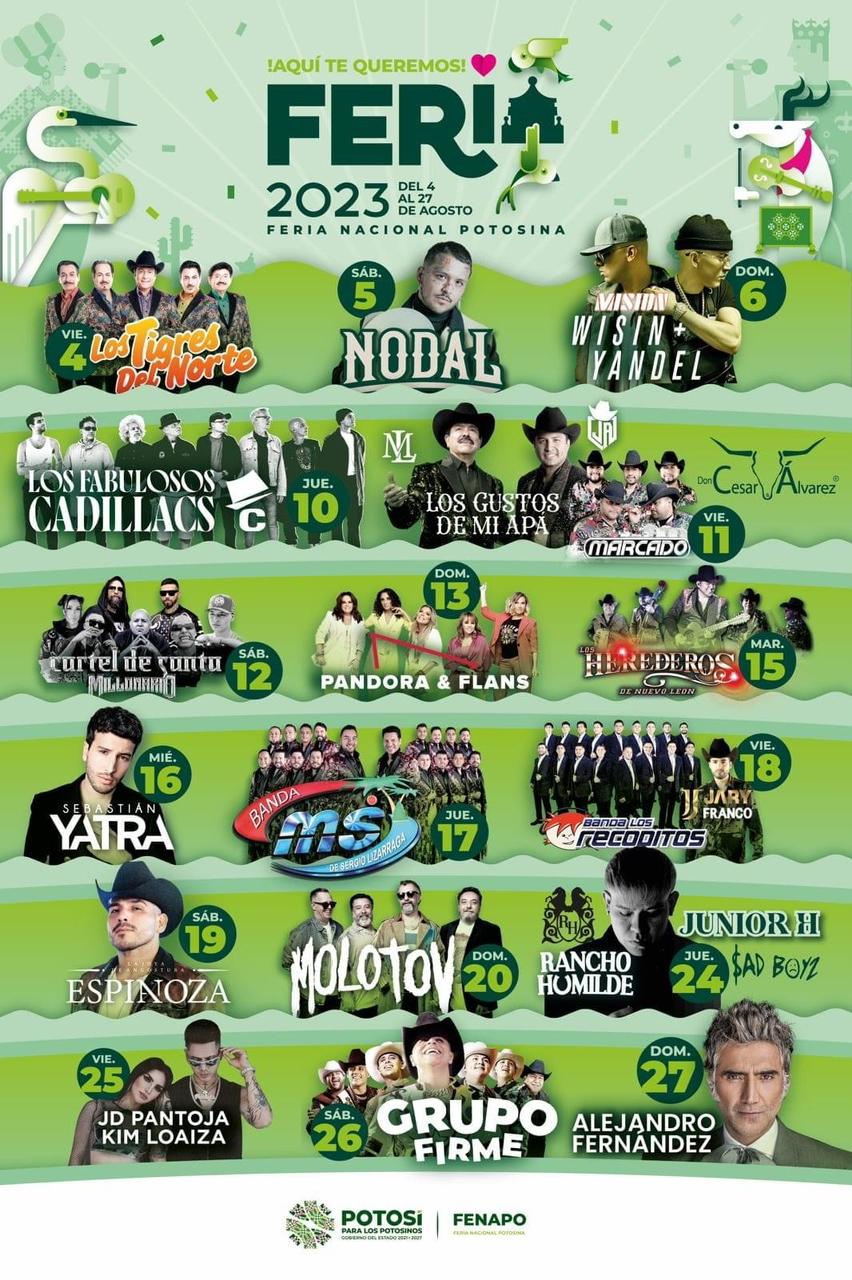 Fenapo 2023. ¿Qué artistas y cuándo se van a presentar en la feria de SLP?