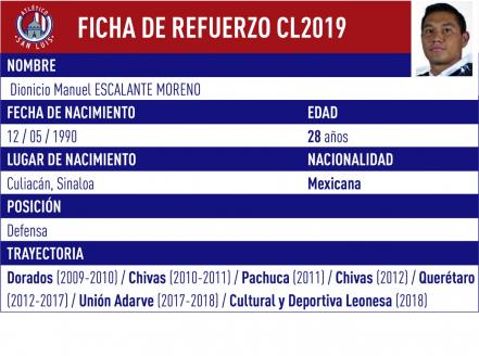Dionicio Escalante llega al Atlético de San Luis
