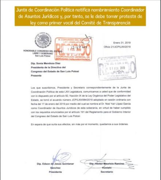 Noé López García, nuevo coordinador jurídico de Congreso