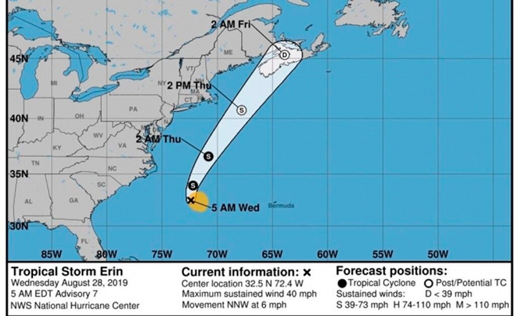 Se forma tormenta tropical “Erin” lejos de las costas de EU