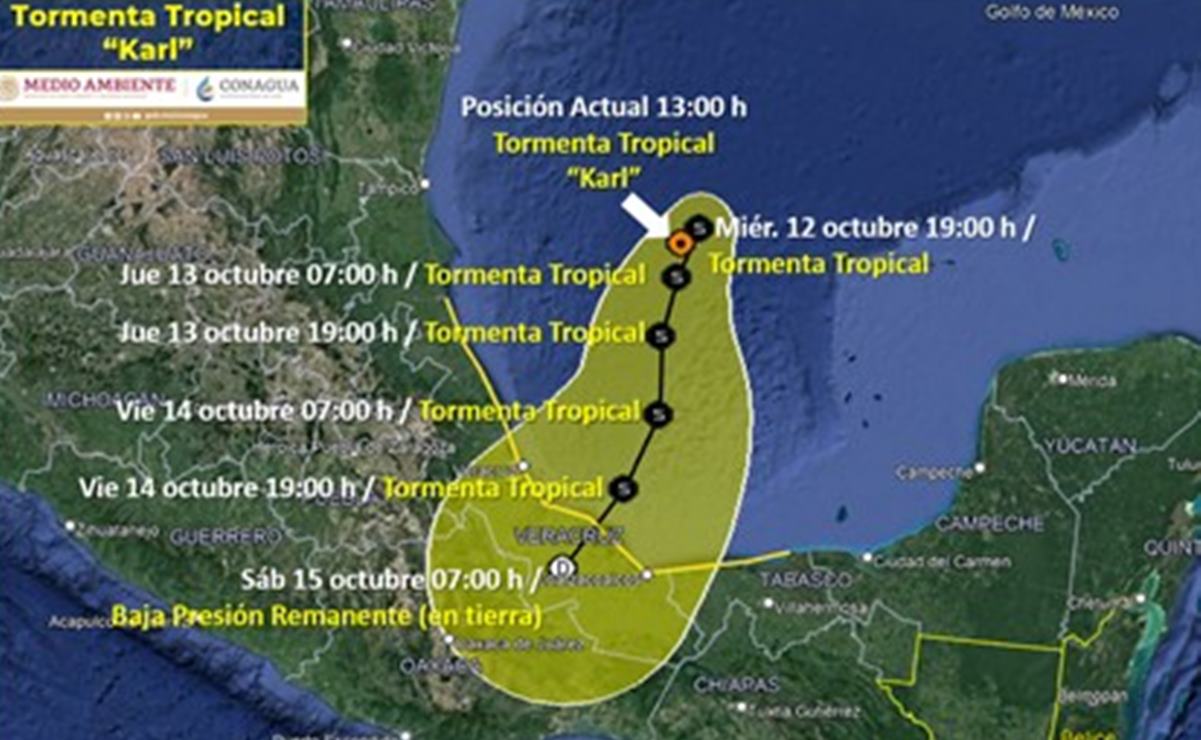 Prevén lluvias en zona Media y Huasteca por tormenta tropical Karl. Foto: Conagua