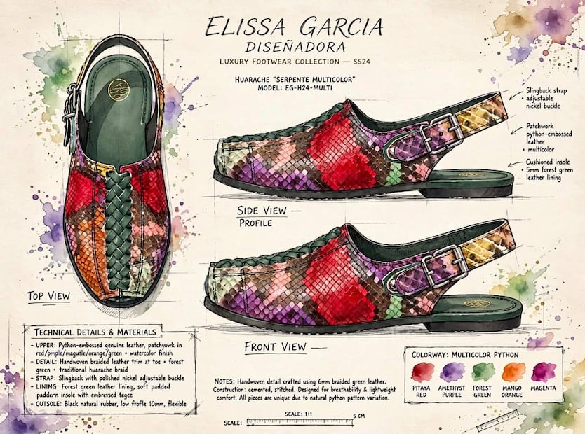 Huaraches de Rioverde diseñados para Katy Perry. Foto: FB@Elissa Garcia