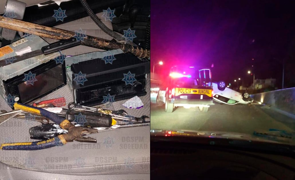 Persecución terminó en volcadura