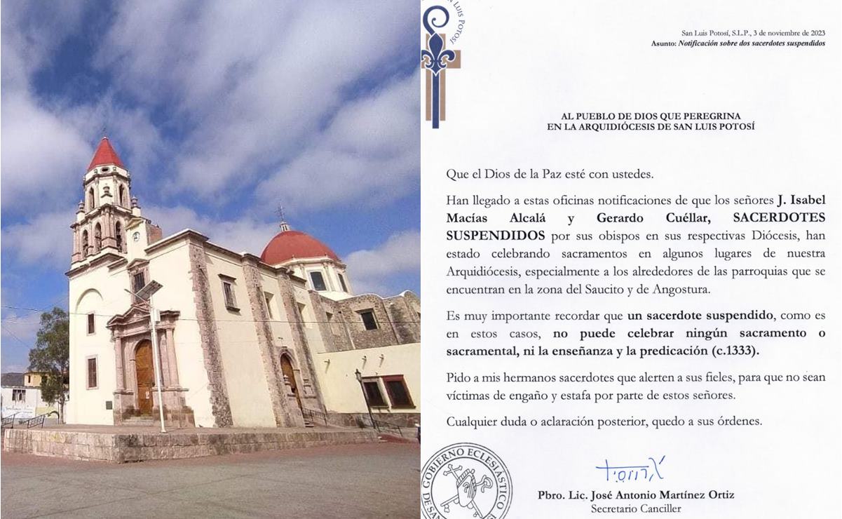 Alerta arquidiócesis de SLP por dos sacerdotes suspendidos que realizan misas fraudulentas