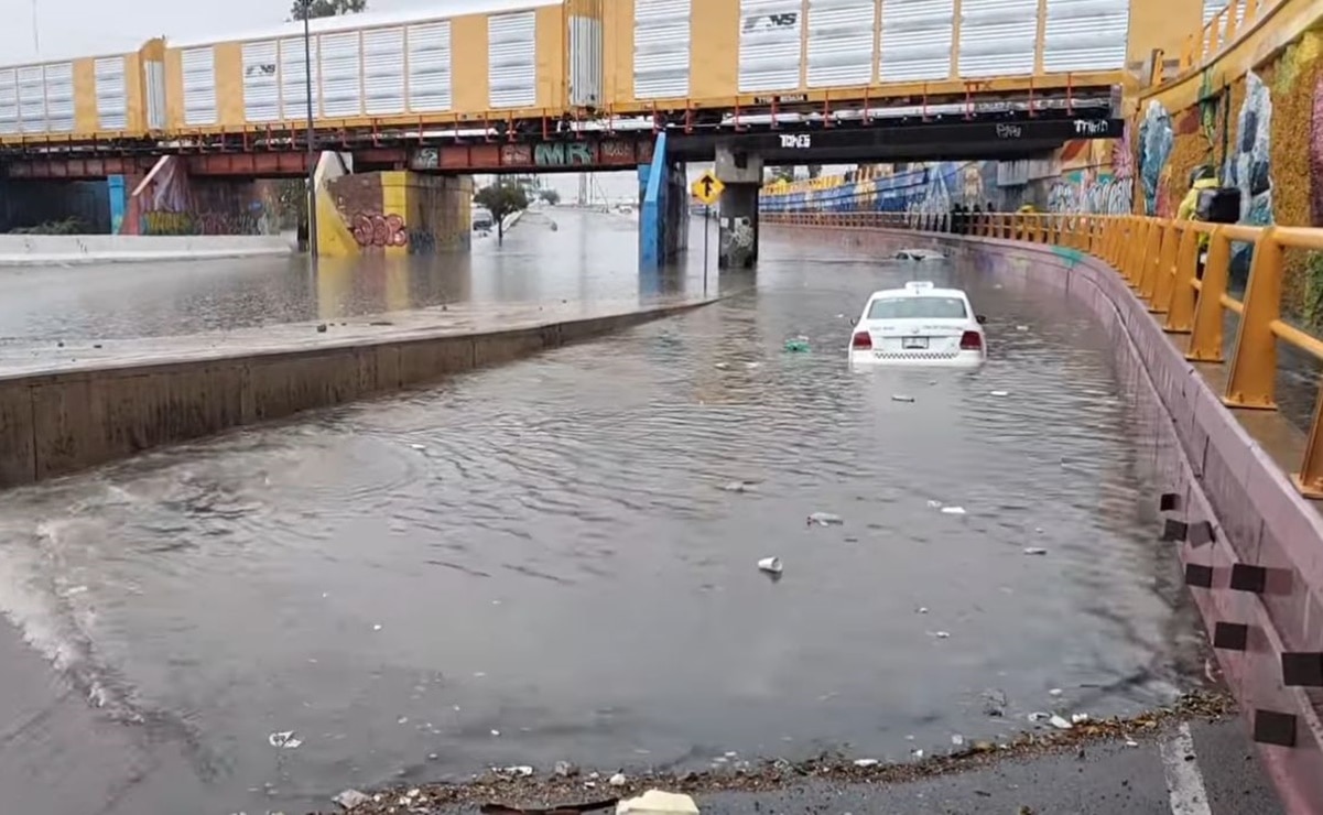 Fuertes lluvias desatan caos en la capital de SLP; en 2 días cayó 30% del agua de un año