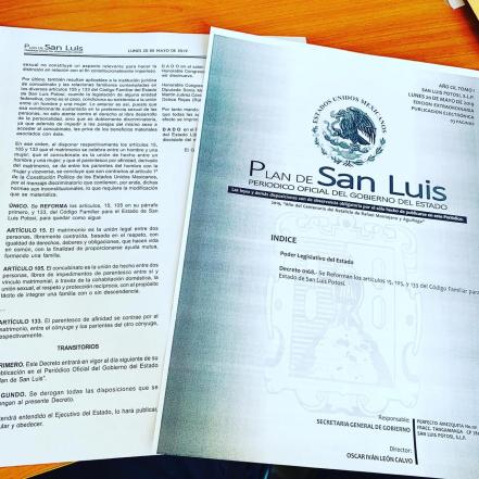 Publican en Diario Oficial cambios que avala matrimonios igualitarios en SLP