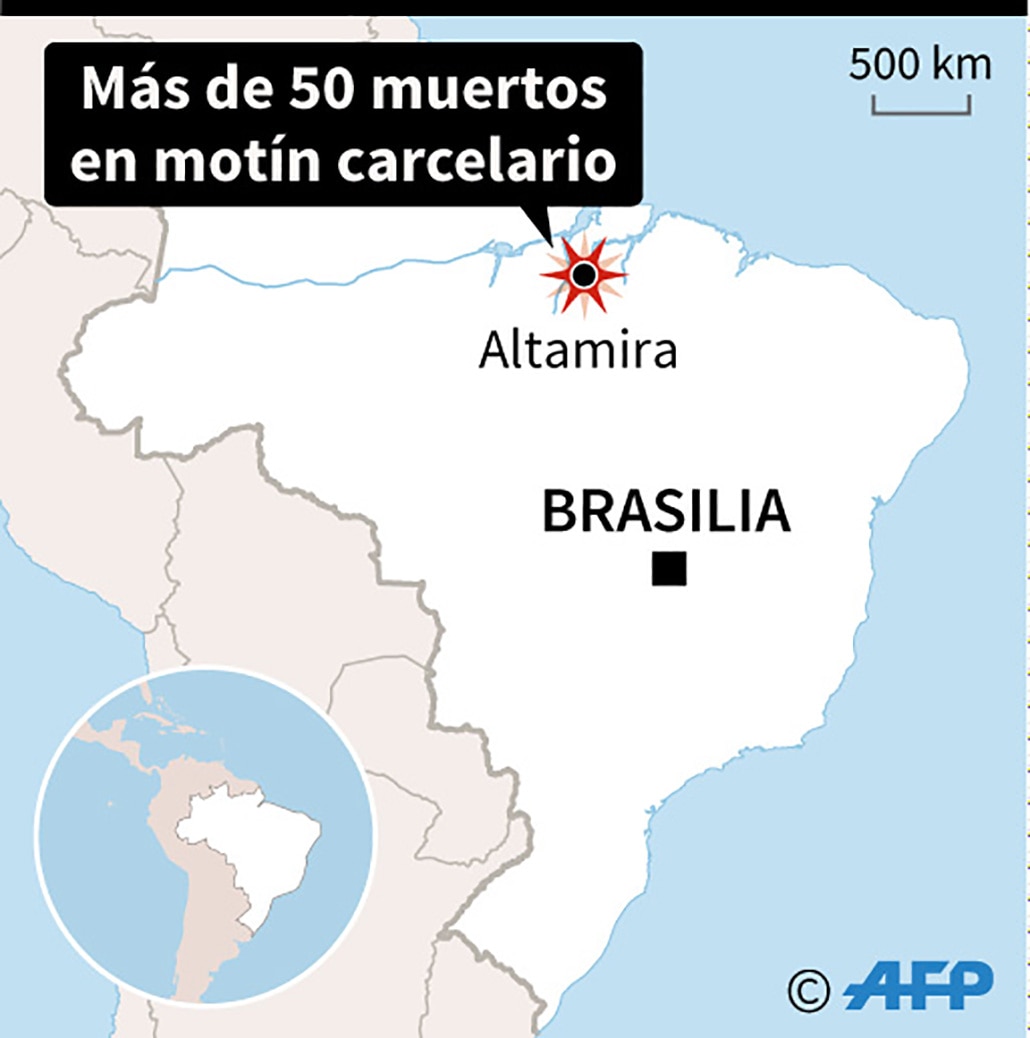 Motín en cárcel de Brasil deja al menos 52 muertos