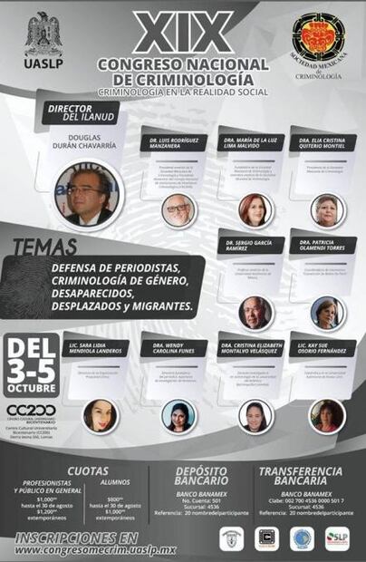 La UASLP será sede del Congreso Nacional de Criminología 