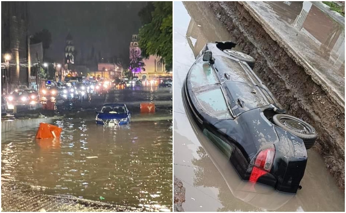 ¡Autos arrastrados y avenidas inundadas! Capital de SLP vive caos por las fuertes lluvias 