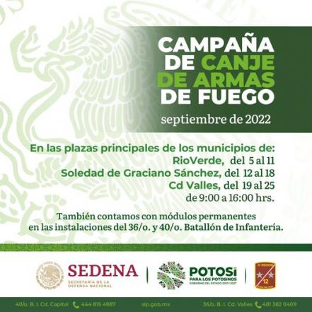 SEDENA. Este es el monto que te dan por arma en la campaña de canje en SLP