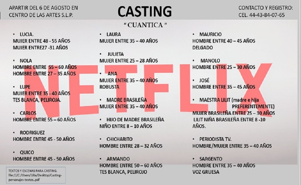 Convocan a casting para serie de netflix en SLP