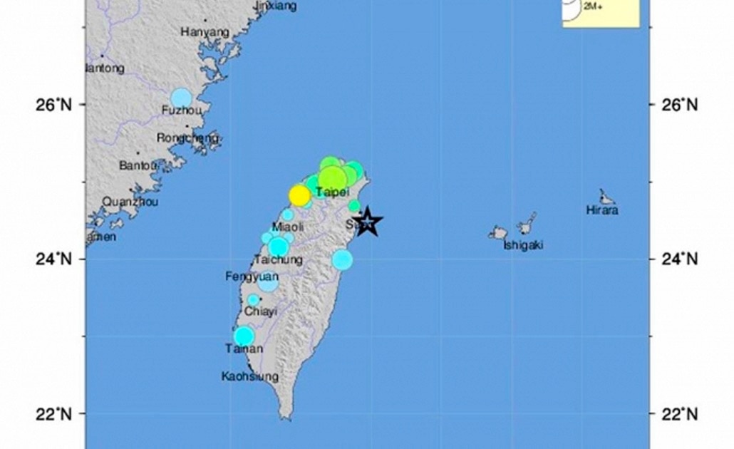Reportan un muerto tras sismo de 5.9 en Taiwán
