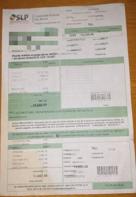 Vecinos de Ciudad Satélite denuncian cobros de hasta 17 mil pesos en recibos de agua