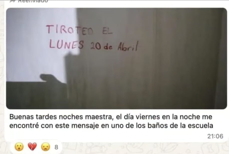 Presunta amenaza de tiroteo hallada en el CBTis 121 de SLP. Fotos: Especiales