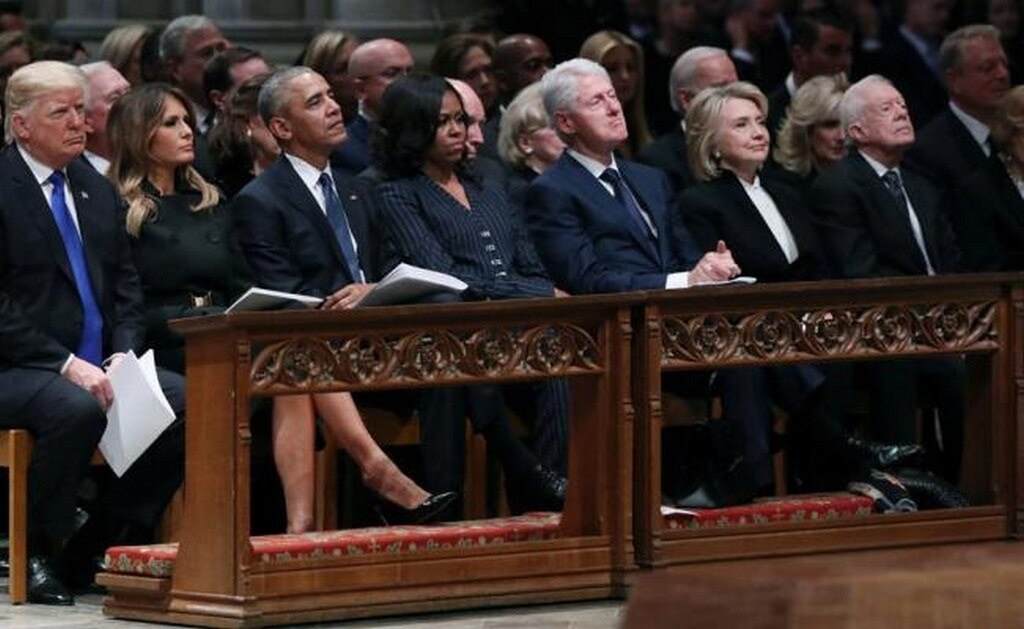 La histórica foto de cuatro presidentes estadounidenses y el último adiós a Bush