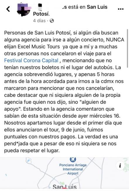 Vestidos y alborotados. Denuncian estafa a más de 100 personas para viaje al Corona Capital