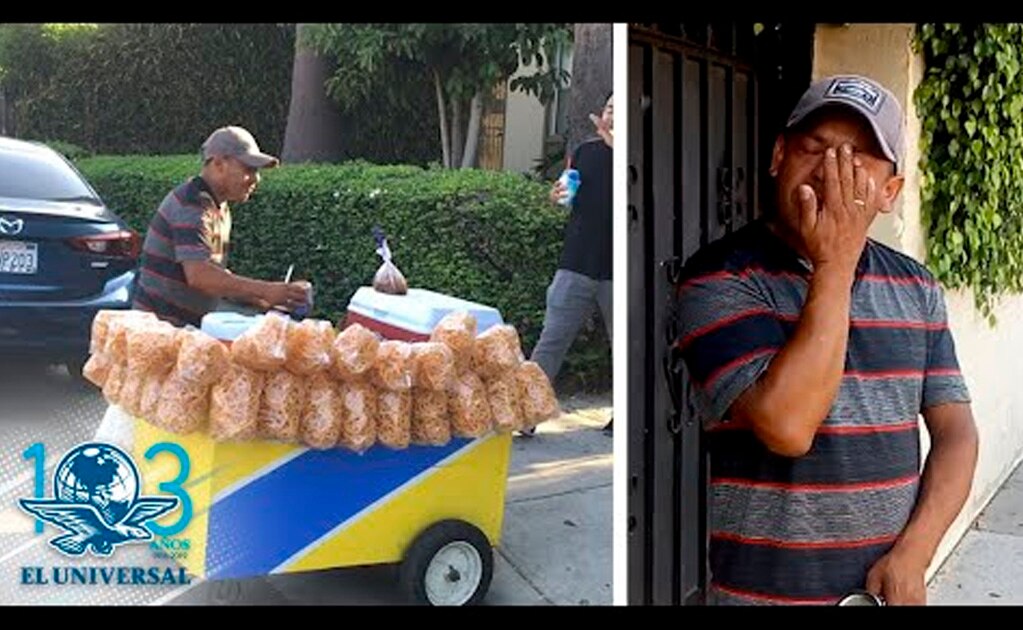 Desde hace nueve años, don Víctor Pérez, originario de Oaxaca, se dedica a vender elotes, esquites y chicharrones en las calles de Los Ángeles. FOTOS/MIGUEL CRUZ, CORTESÍA