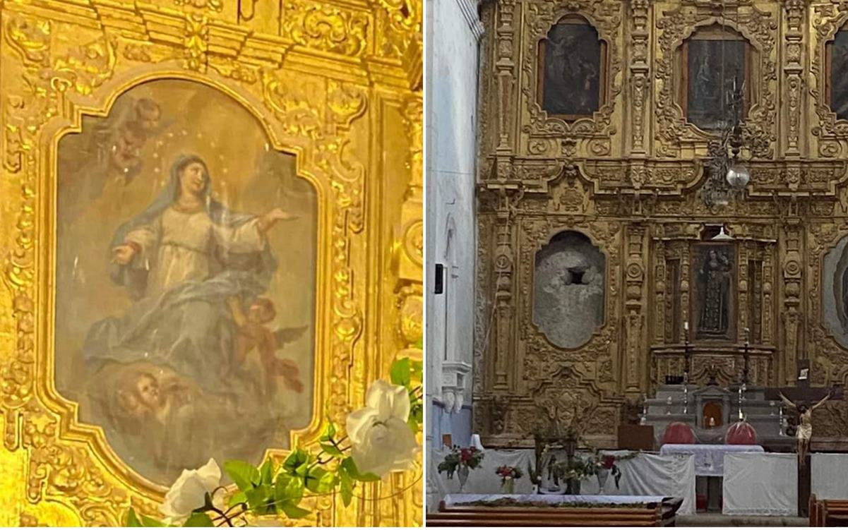 Roban pintura de arte sacro del Templo Pozo del Carmen en Armadillo de los Infante