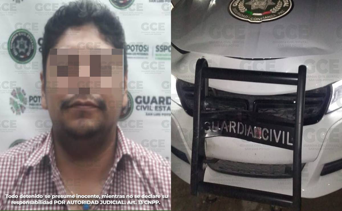 En aparente estado de ebriedad, trabajador de gobierno choca contra patrulla de Guardia Civil de SLP