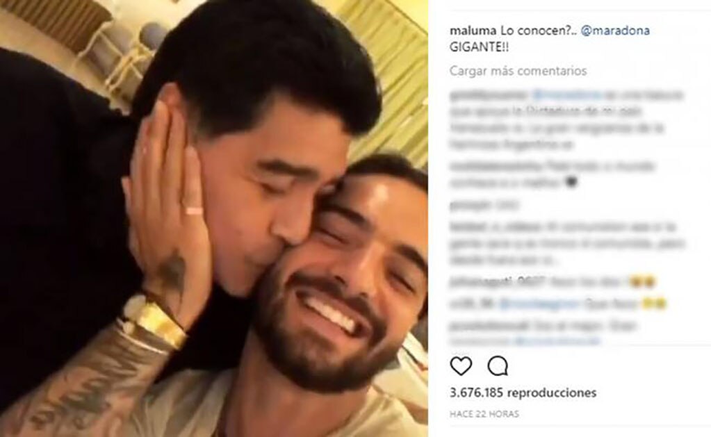Maluma y Maradona dejaron ver su buena relación