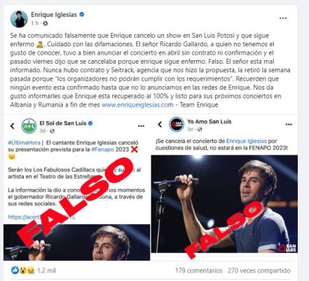 Responde Enrique Iglesias al gobierno de SLP sobre su concierto en la Fenapo 2023
