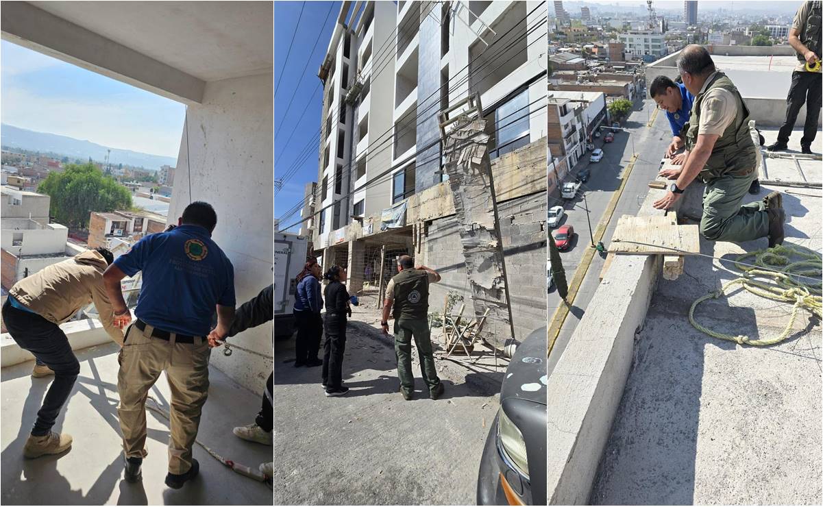 Tragedia en obra: albañiles caen de andamio en SLP; uno pierde la vida