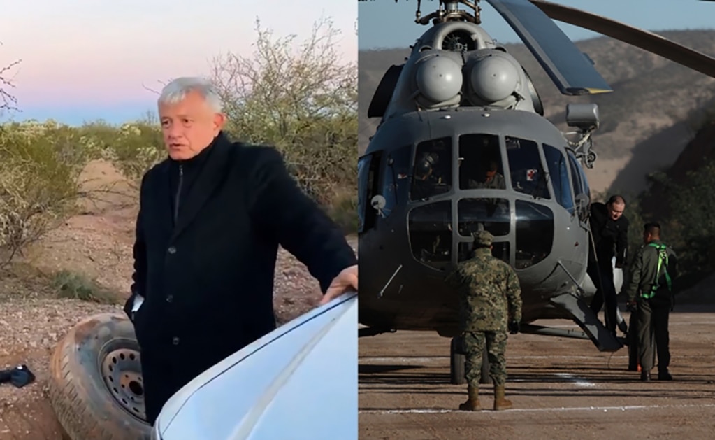 López Obrador va a reunión por tierra y se poncha; secretarios viajan en helicóptero