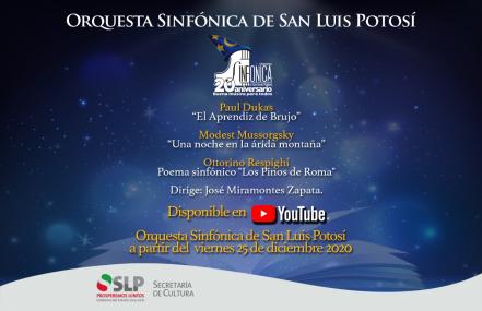 Una navidad de fantasía, presenta la OSSLP concierto este 25 de diciembre