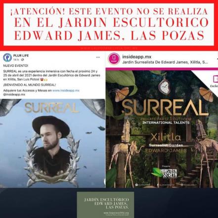 Alerta Jardín Escultórico de Xilitla sobre evento falso