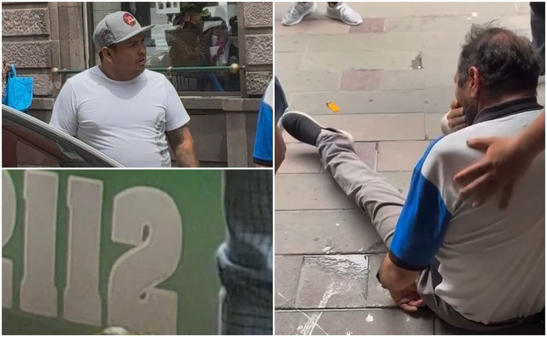 Captan a taxistas golpeando a adulto mayor en SLP. Fotos: Capturas de video