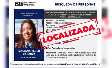 Localizan a estudiante Mariana Tello