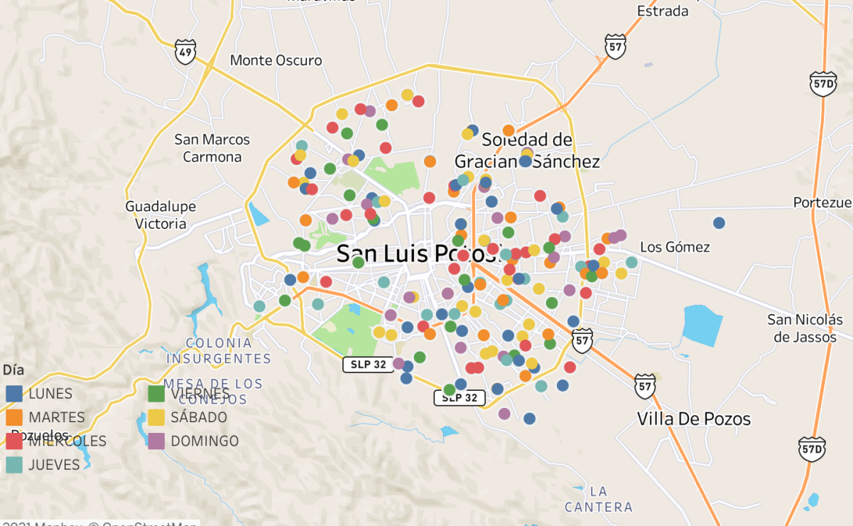 Este mapa te dice dónde y cuándo se ponen los tianguis en Zona Metropolitana de SLP