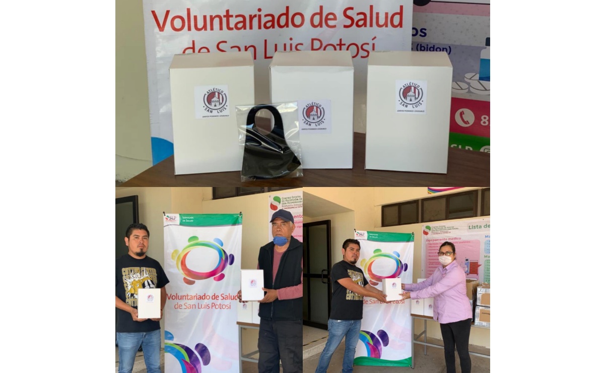 Atlético de San Luis dona cubrebocas a voluntariado de Salud estatal
