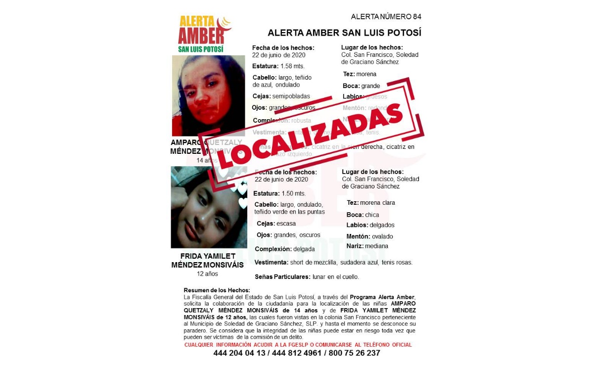 Localizan a dos hermanas de 12 y 14 años reportadas como desaparecidas en Soledad