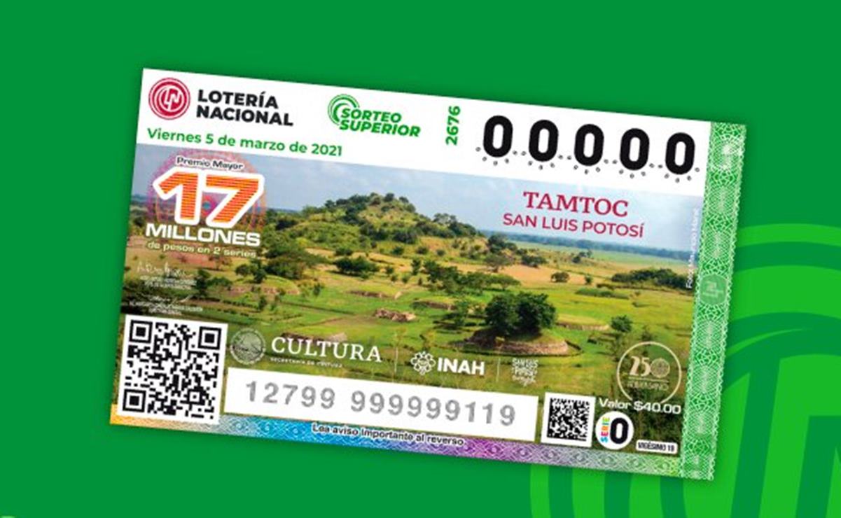 Billete de Lotería Nacional reconoce sitio arqueológico de Tamtoc en SLP